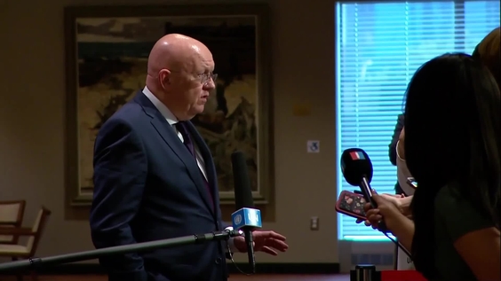 Vassily Nebenzia (Russia) on Ukraine - Security Council Media Stakeout