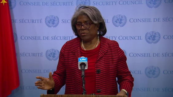 Linda Thomas-Greenfield (United States) on the situation in the Middle East, including the Palestinian question - Security Council Media Stakeout