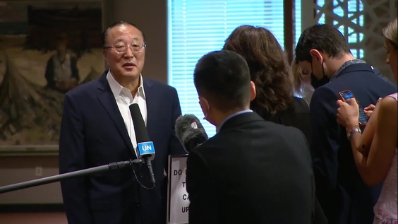 Zhang Jun (China) on threats to international peace and security - Security Council Media Stakeout