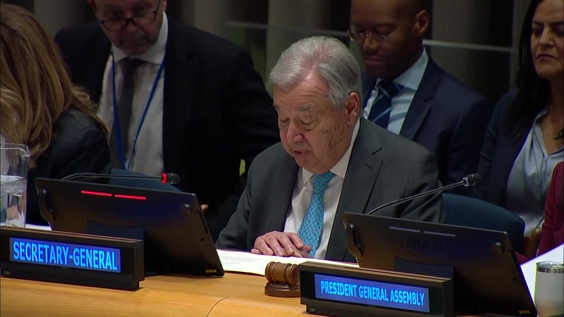 António Guterres (UN Secretary-General) at informal meeting of the plenary on the Global Compact for Safe, Orderly and Regular Migration: Report of the Secretary-General - General Assembly, 80th session