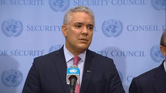Iván Duque Márquez (Colombia) on the situation in the country - Security Council Media Stakeout