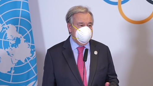 António Guterres (UN Secretary-General) in Beijing - Media Stakeout