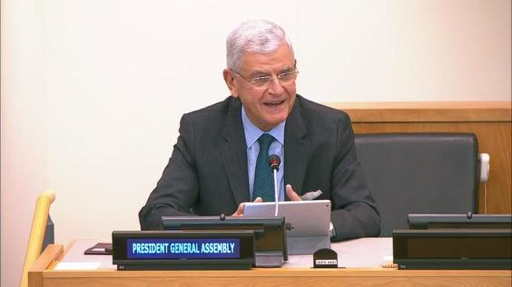 Volkan Bozkir (Président de l'Assemblée générale) à la 4e séance de la Deuxième Commission - Assemblée générale, 75e session