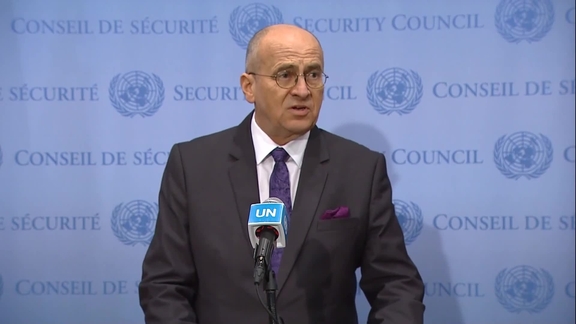 Poland's Foreign Minister Zbigniew Rau (Chairperson-in-Office of the OSCE) on Ukraine- Security Council Media Stakeout