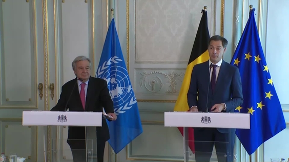 Media Stakeout: UN Secretary-General with the Prime Minister H.E. A De Croo