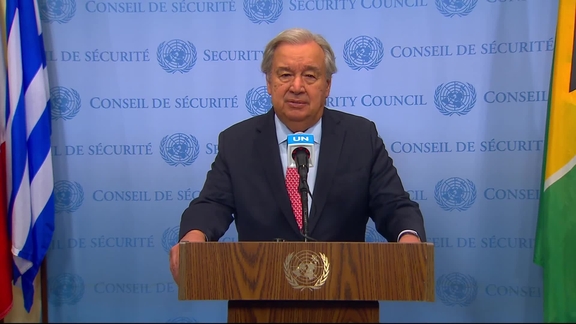 António Guterres, UN Secretary-General on the situation in the Middle East and Gaza - Security Council Media Stakeout