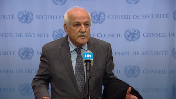 Riyad Mansour (State of Palestine) on the situation in the Middle East, including the Palestinian question - Security Council Media Stakeout