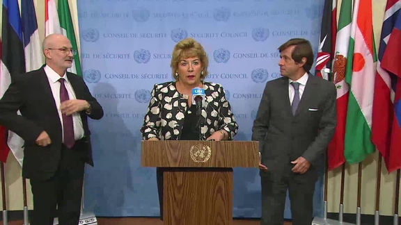Geraldine Byrne Nason (Ireland) on behalf of Ireland, France and Estonia on DPRK - Security Council Media Stakeout