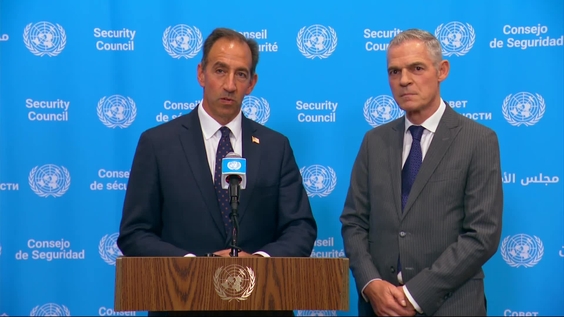 Jérôme Bonnafont (France) & Jeff Bartos (United States) on threats to international peace and security caused by terrorist action - Security Council Media Stakeout