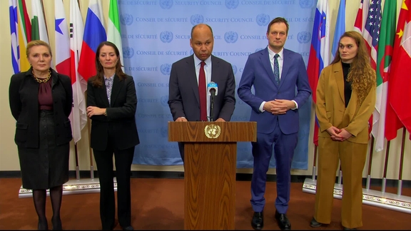 James Kariuki (UK), on behalf of Denmark, France, Greece and Slovenia, on the West Bank and East Jerusalem – Security Council Media Stakeout