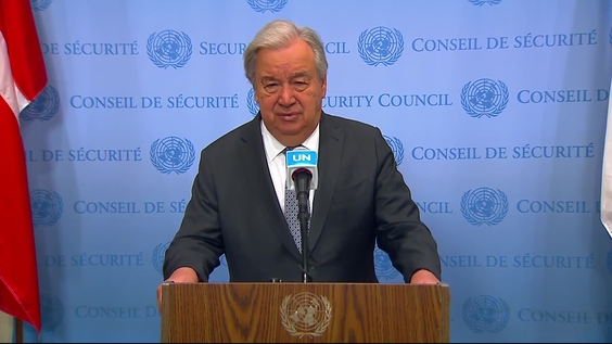 António Guterres (UN Secretary General) on the passing of Pope Francis - Security Council Media Stakeout