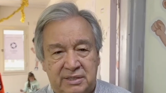 António Guterres (UN Secretary-General) at Al-Arish hospital in Egypt