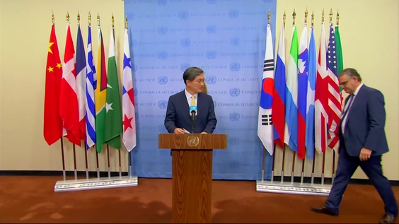 Sangjin Kim ( Charge d'affaires, a.i., of the Permanent Mission of the Republic of Korea) on Climate, Peace and Security in the context of UN Peace Operations - Security Council Media Stakeout