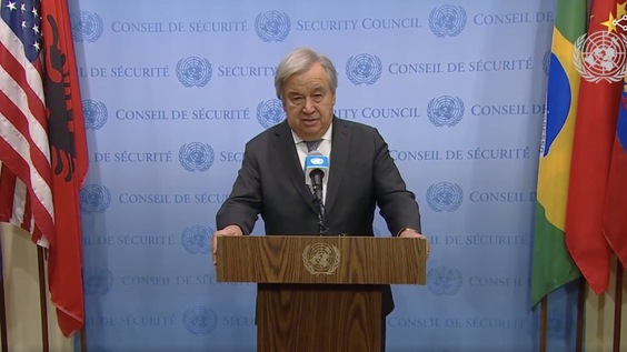 UN Secretary-General António Guterres on the situation in the Middle East - Security Council Media Stakeout
