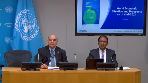 Shantanu Mukherjee and Hamid Rashid (UN DESA) on the launch of the World Economic Situation and Prospects as of mid-2024 - Press Conference