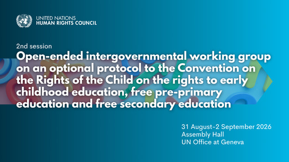 2nd meeting, 2nd session of the IGWG on an optional protocol to the Convention on the Rights of the Child on the rights to early childhood education, free pre-primary education and free secondary education.
