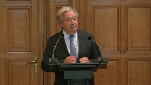 António Guterres (UN Secretary-General) at the International Court of Justice (ICJ)'s 80th anniversary of its inaugural session