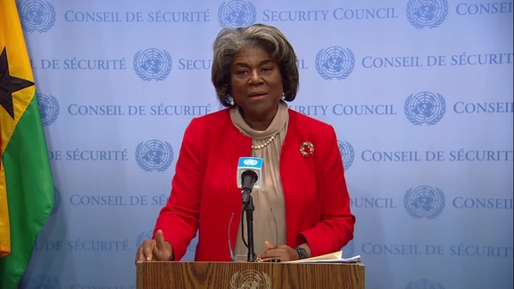 Linda Thomas-Greenfield (USA) on the Human Rights Situation in DPRK- Security Council Media Stakeout
