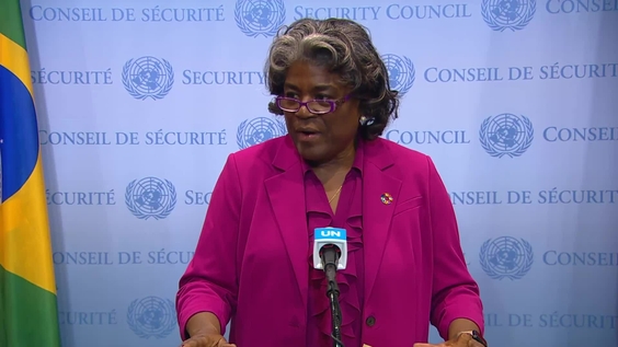 Linda Thomas-Greenfield (United States) on the situation in the Middle East, including the Palestinian question - Security Council Media Stakeout