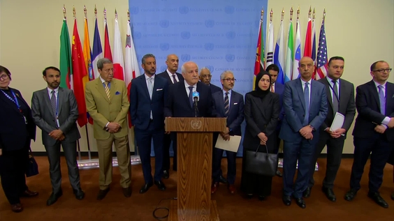 Riyad Mansour (Palestine) & the Arab Group on Civilian and UN personnel protection, and ICJ provisional measures & other topics - Security Council Media Stakeout