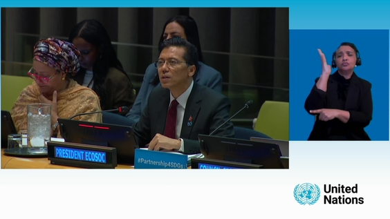 Lok Bahadur Thapa (President of ECOSOC) at the Opening of SDG Action Segment for Goal 6 & 7 - Economic and Social Council: Partnership Forum, 2026 session