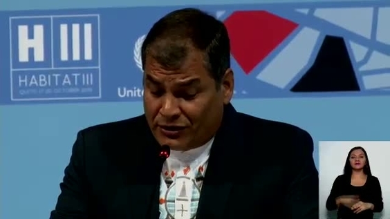 Rafael Correa, President of Ecuador at the closure of the conference of Habitat III