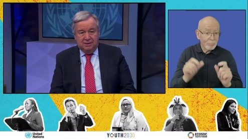 António Guterres (UN Secretary-General) at the 2023 ECOSOC Youth Forum - Opening session
