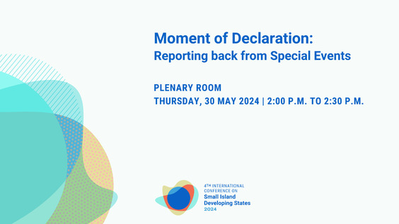 A Moment of Declaration - Reporting back from Special Events - SIDS4 (27-30 May 2024 - Antigua and Barbuda)