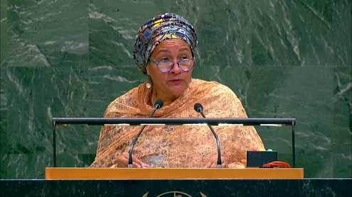 Amina J. Mohammed (UN Deputy Secretary-General) at the Midterm Review of the New Urban Agenda (NUA) - General Assembly, 102nd Plenary meeting, 80th session