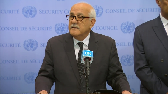 Riyad Mansour (Palestine) on the situation in the Middle East and Other matters - Security Council Media Stakeout