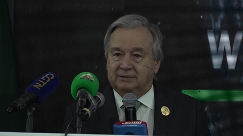 António Guterres (UN Secretary-General) and Shehbaz Sharif (Pakistan Prime Minister) on the situation in Pakistan at the Climate Implementation Summit