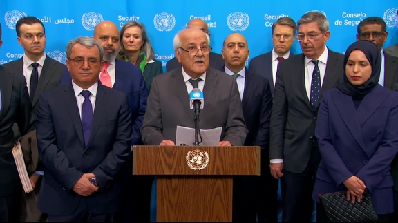 Riyad Mansour (Palestine) on the latest Israeli decisions in the West Bank - Security Council Media Stakeout
