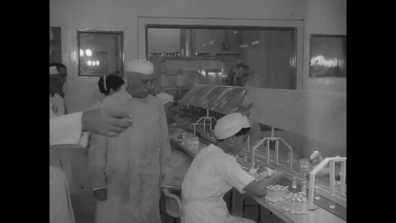 Prime Minister Nehru Visiting Penicillin Factory 