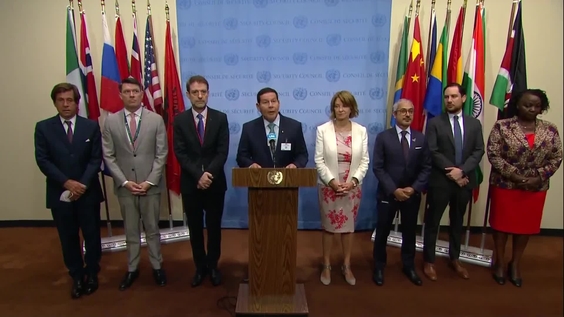 Hamilton Mourão (Brazil) along with Representatives of Albania, Ireland, Kenya, Mexico, Norway, United Kingdom and United Arab Emirates on Women, Peace and Security in Haiti - Security Council Media Stakeout