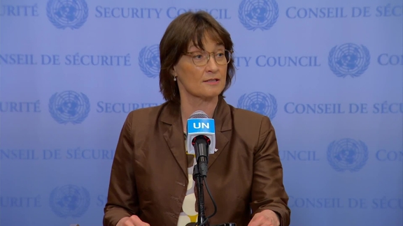 Pascale Baeriswyl (Switzerland) on the Protection of Humanitarian Personnel and United Nations and associated Personnel and their premises and assets - Security Council Media Stakeout