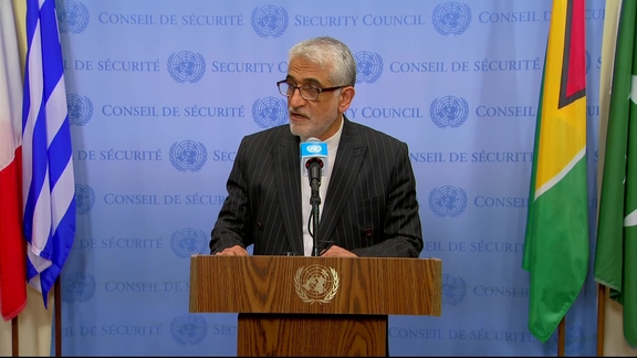 Amir Saeid Iravani (Iran) on Israeli Attack - Security Council Media Stakeout