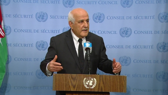 Riyad Mansour (Palestine) on the MIddle East - Security Council Media Stakeout