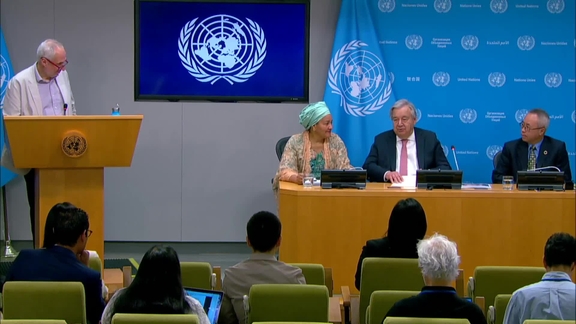 Press Conference: UN Secretary-General António Guterres, along with Li Junhua, Stefan Schweinfest and Yongyi Min (DESA) on the Sustainable Development Goals Report 2024