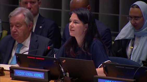 Annalena Baerbock (General Assembly President) at the UNRWA Pledging Conference 2026