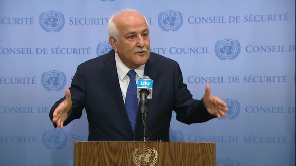 Riyad Mansour (State of Palestine) on the situation in the Middle East - Security Council Media Stakeout