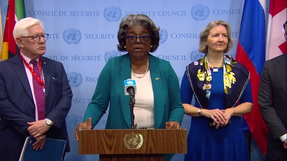 Linda Thomas-Greenfield (USA) on the Situation in Ukraine - Media Stakeout