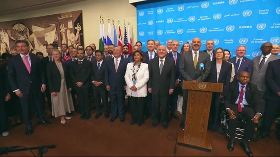 Walid Obeidat (Jordan) on behalf of 89 Member States on the Global Initiative to Galvanize Political Commitment to International Humanitarian Law - Joint Security Council Media Stakeout