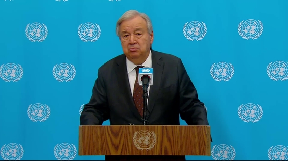 António Guterres (UN Secretary-General) - Security Council Media Stakeout