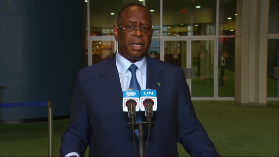 Macky Sall (Candidate for UN Secretary-General) on the side of the interactive dialogues for the position of the next Secretary-General of the United Nations - Media Stakeout