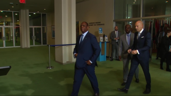 Macky Sall (Candidate for UN Secretary-General) on the side of the interactive dialogues for the position of the next Secretary-General of the United Nations - Media Stakeout
