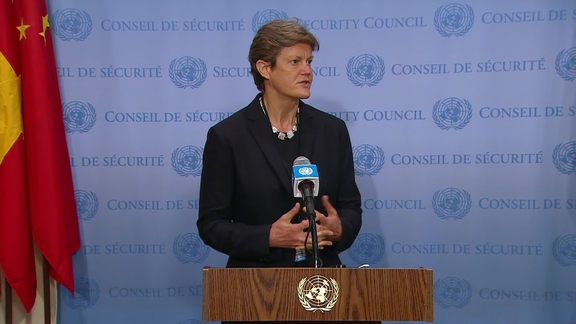 Barbara Woodward (UK) on the situation in the Middle East - Security Council Media Stakeout