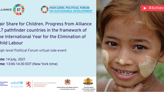 Progress from the Alliance 8.7 pathfinder countries in the framework of the International Year for the Elimination of Child Labour - HLPF 2021 Side Event
