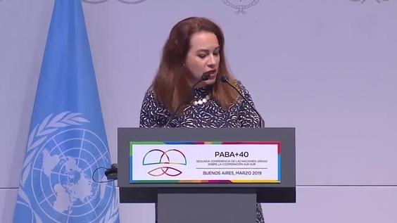 María Fernanda Espinosa (President of the General Assembly) at the Closing of the UN Conference on South-South Cooperation