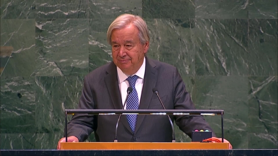 António Guterres (UN Secretary-General) at the 1st plenary meeting of the General Assembly, 81st session