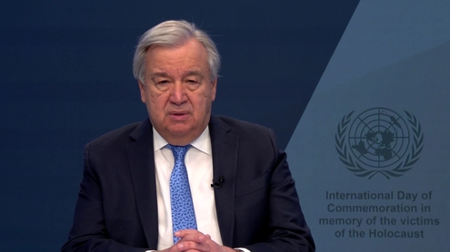 António Guterres (Secretario General) con motivo del Día Internacional de Conmemoración de las Víctimas del Holocausto 2023